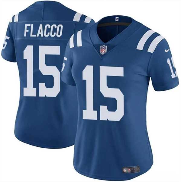 Women%27s Indianapolis Colts #15 Joe Flacco Blue Vapor Stitched Jersey Dzhi->women nfl jersey->Women Jersey